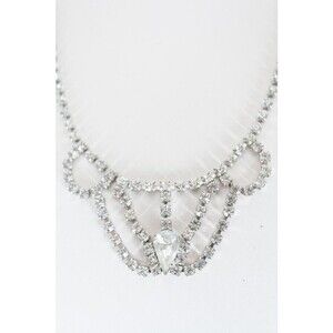 Vintage 1950s 50s Scalloped Rhinestone Choker Necklace